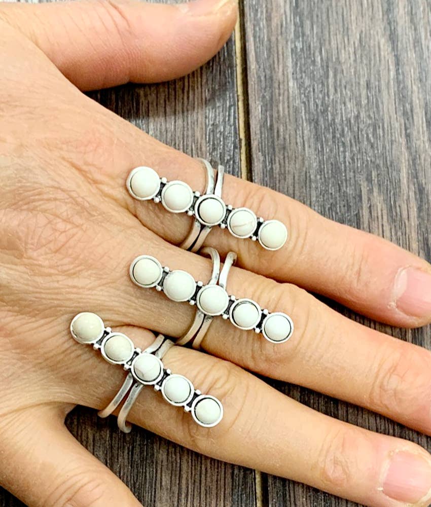 White Turquoise Adjustable Ring