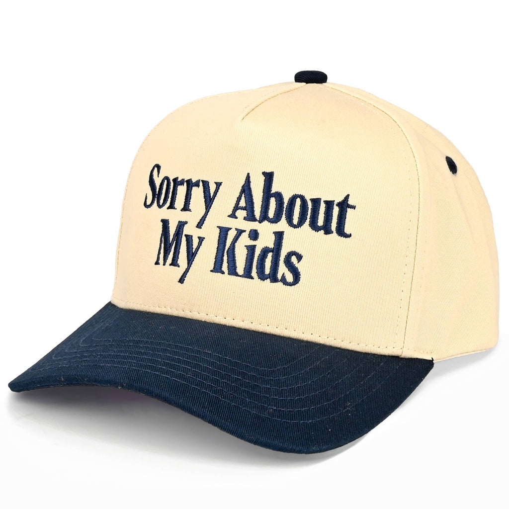 C.C SORRY ABOUT MY KIDS Letter Two Tone Trucker Hat: Sage