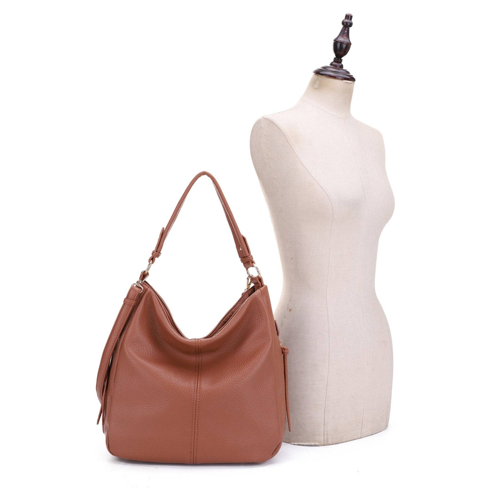 Effie 2 in 1 Hobo Tote Bag With Pouch: Black