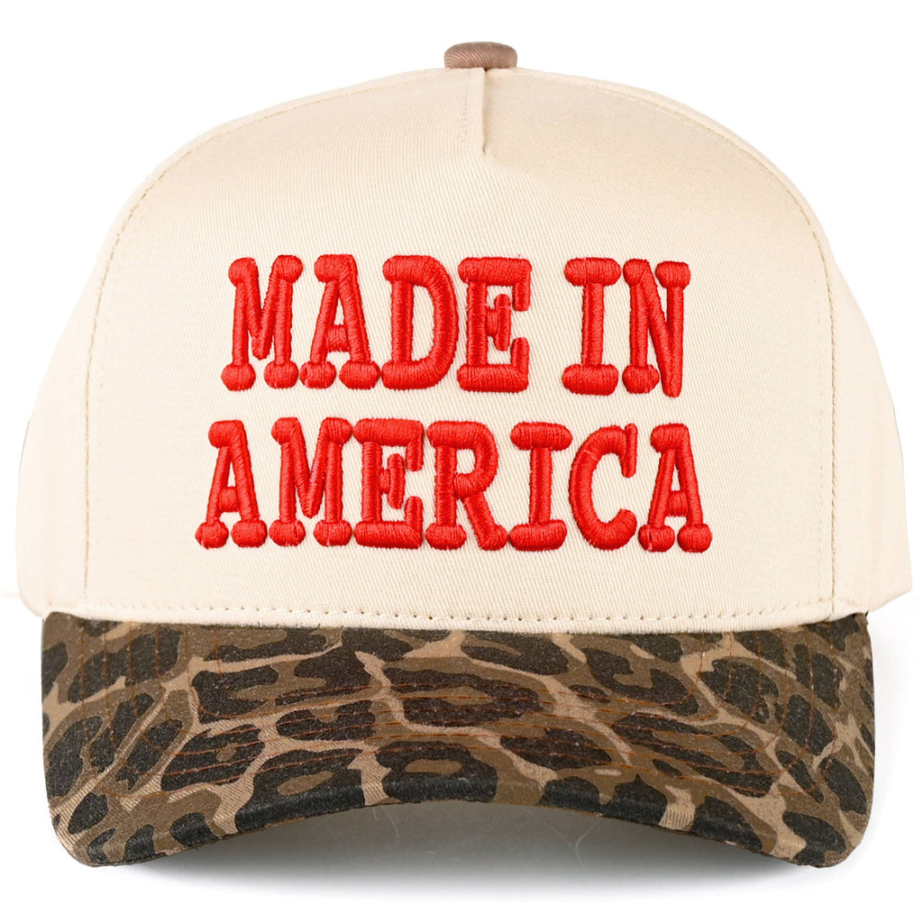 C.C MADE IN AMERICA Letter Leopard Trucker Cap