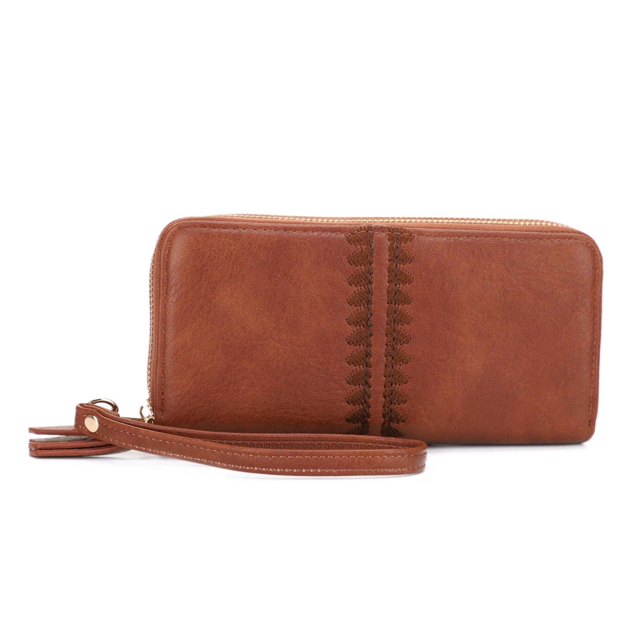 ES60164-6 Sherrie Double Zipper Wallet: Tan