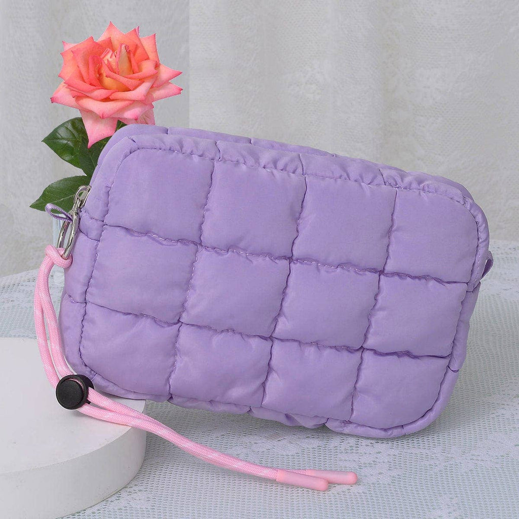 QP008 Nylon Quilted Puffer Clutch/Pouch: Orange