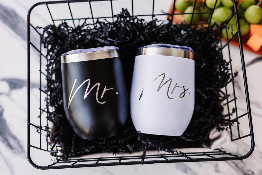 Set of Mr. and Mrs. Wine Tumblers