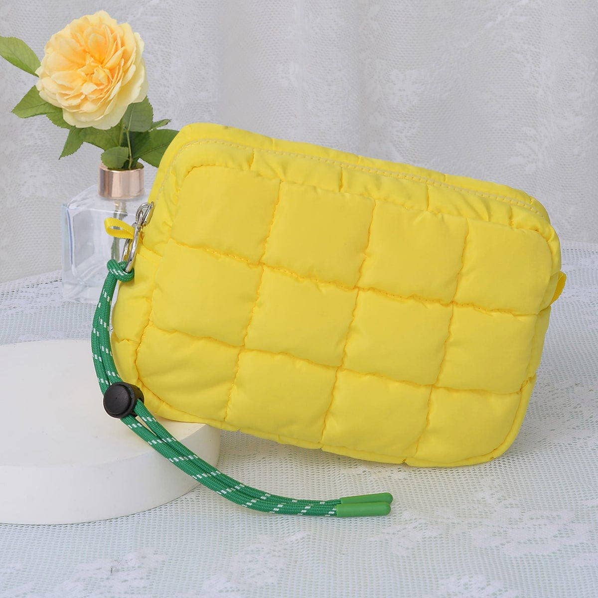 QP008 Nylon Quilted Puffer Clutch/Pouch: Teal