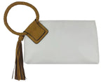 BP204 Fashion Cuff Handle Tassel Wristlet Clutch: Tan
