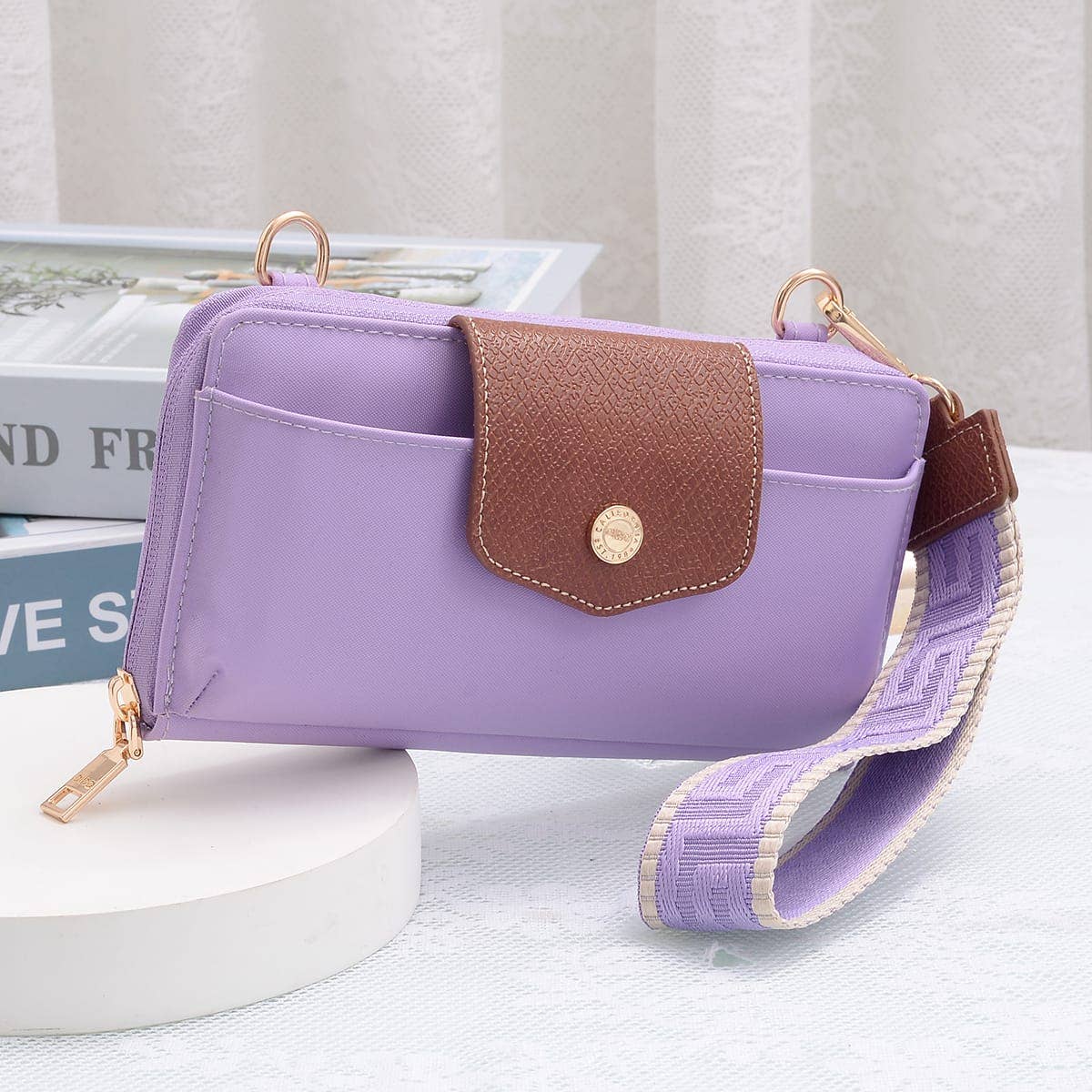 HM030 Mila Smartphone wallet Crossbody with Boho Wristlet: Black