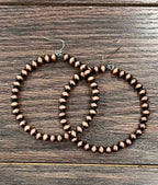 724571, Handmade 6mm Copper Navajo Bead Hoop Earrings