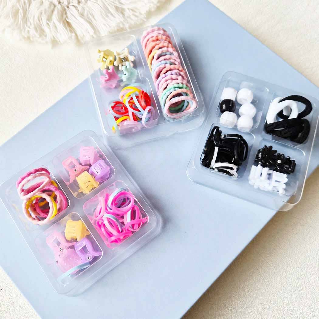 Cute Packaging Set of Hair Ties and Clips: ASSORTED COLOR / ONE SIZE