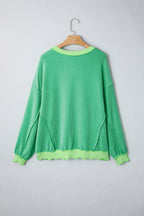 66 Sweetheart Hot Pink Lucky Distressed Knit Top (S-XL): Short Sleeve-Green / S