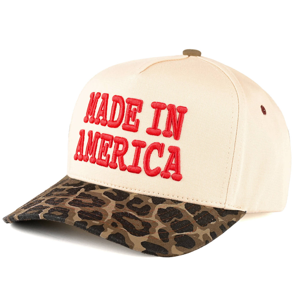 C.C MADE IN AMERICA Letter Leopard Trucker Cap