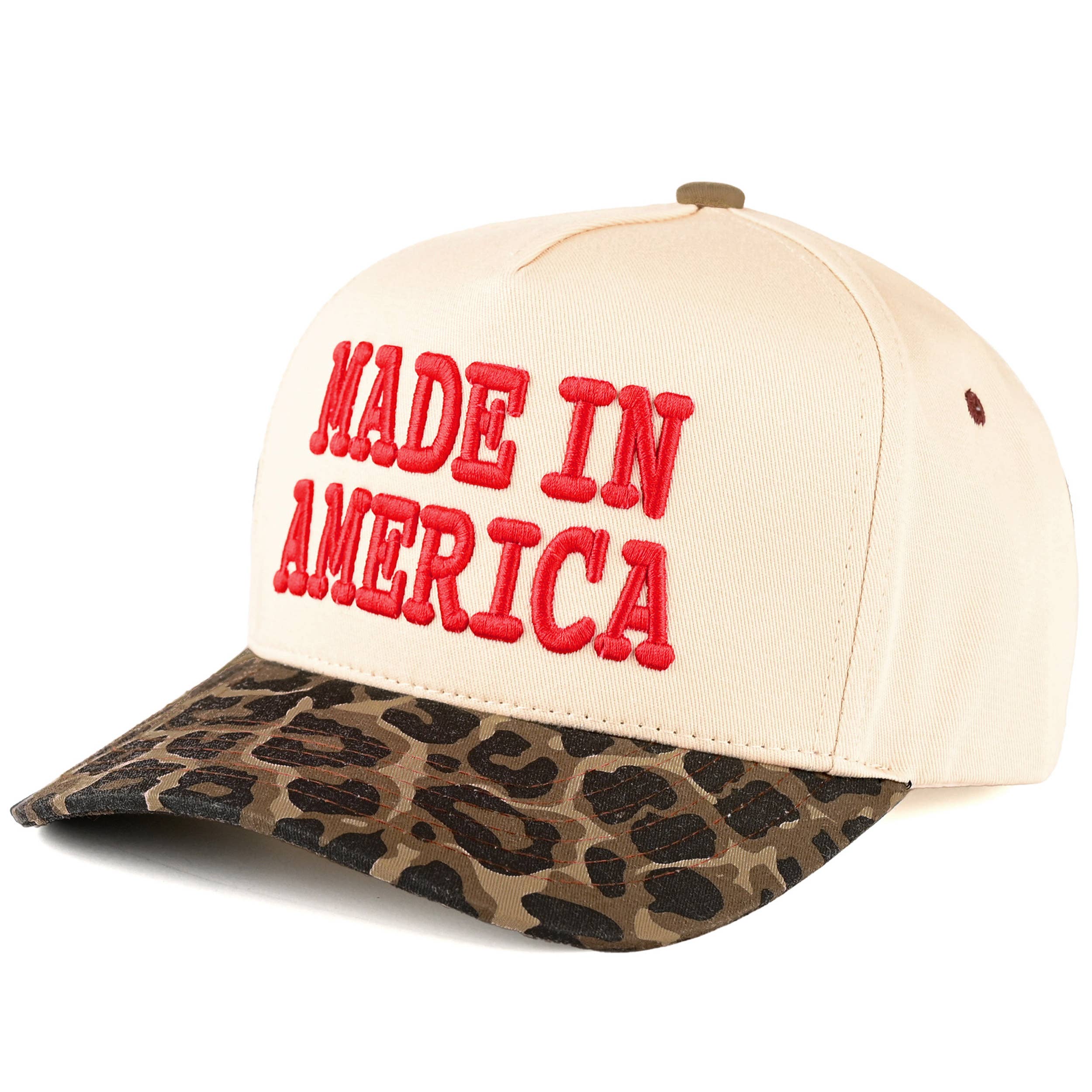 C.C MADE IN AMERICA Letter Leopard Trucker Cap