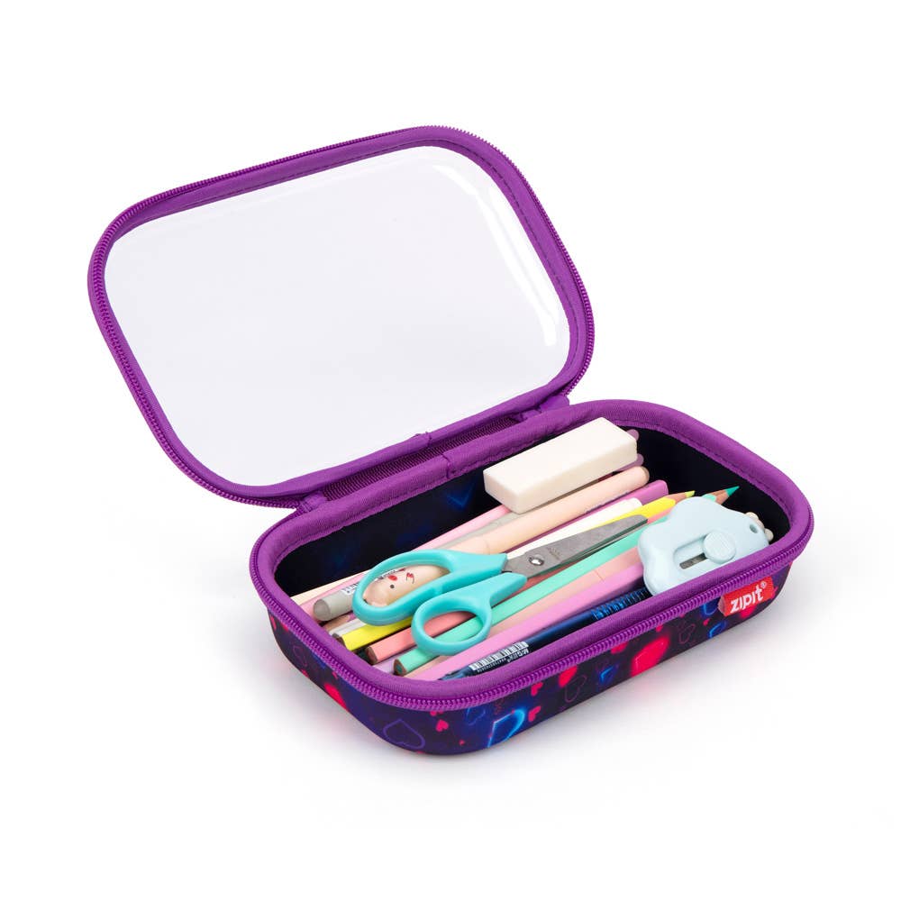 ZIPIT Clear Top Pencil Box for Kids, Pencil Case: Heart
