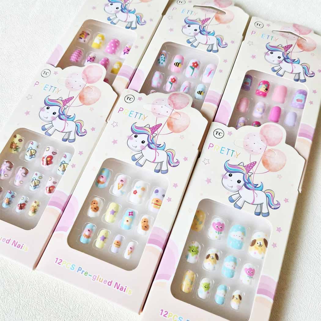 Fun Fake Artificial Kid's False Nail Tips: ASSORTED COLOR / ONE SIZE(12)