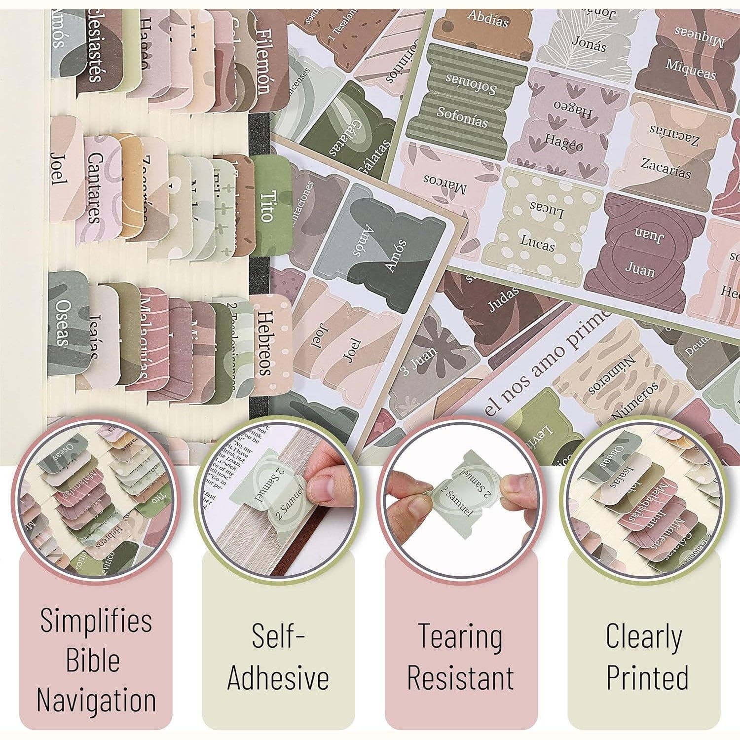 Spanish Bible Tabs Boho Laminated Set