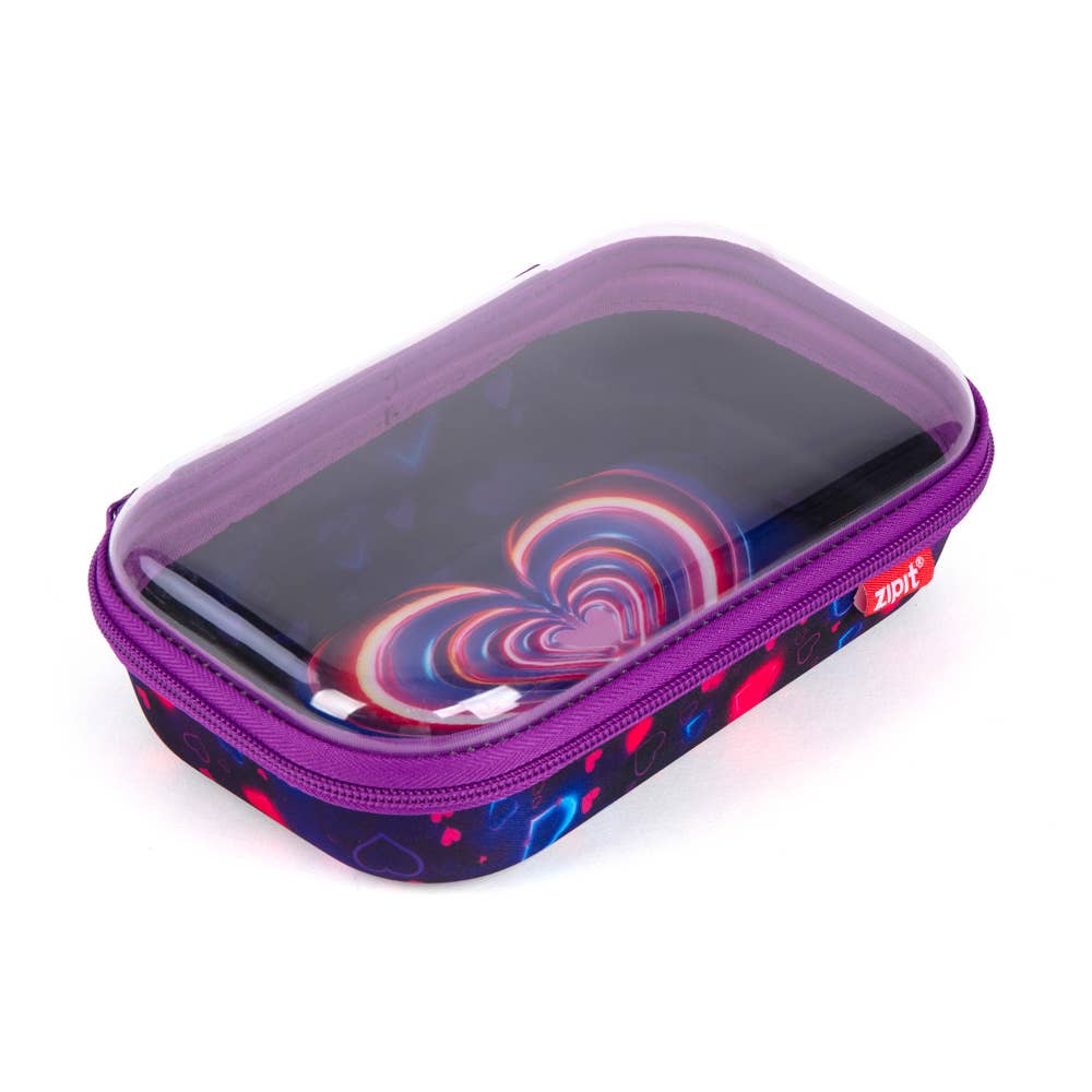 ZIPIT Clear Top Pencil Box for Kids, Pencil Case: Heart