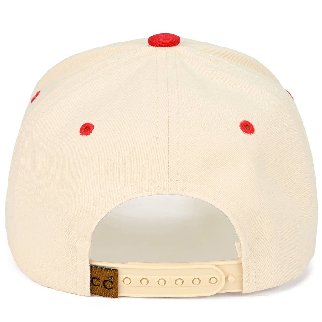 C.C MOMMIN Letter Two Tone Trucker Cap: Beige