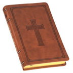 KJV Bible Deluxe Gift Faux Leather, Tan Cross
