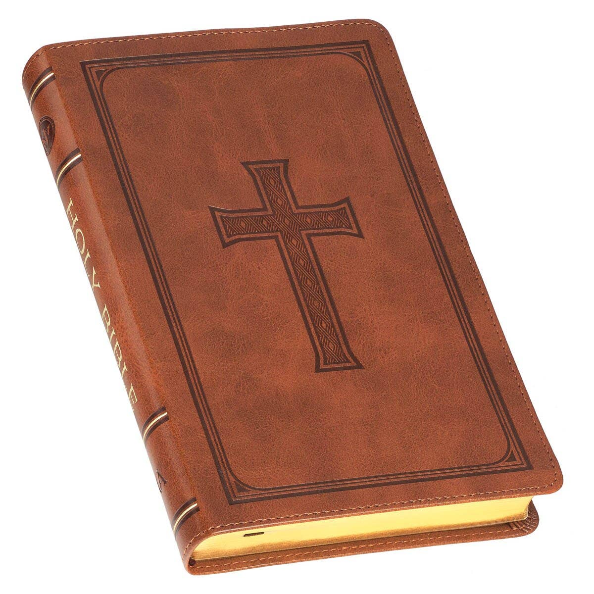 KJV Bible Deluxe Gift Faux Leather, Tan Cross