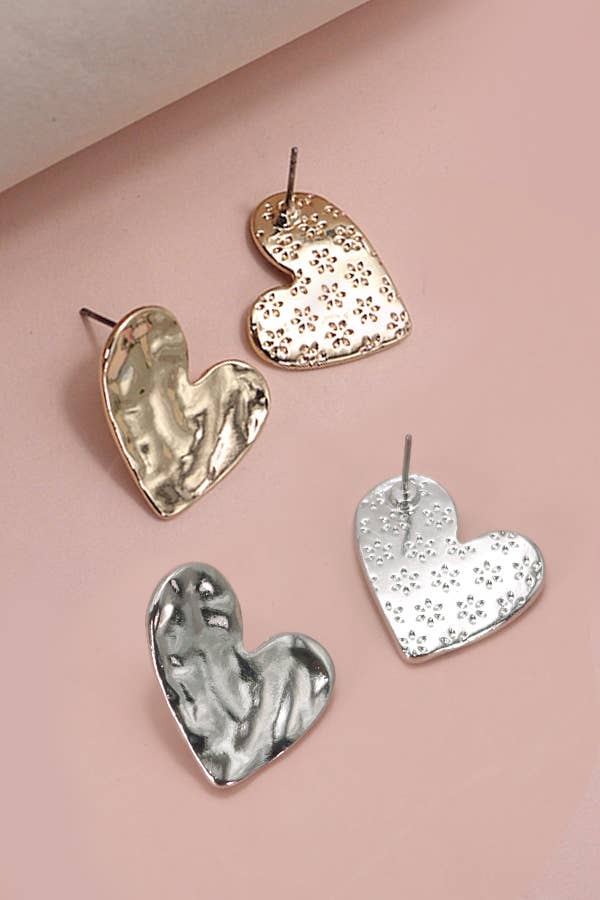 HAMMERED HEART EARRINGS