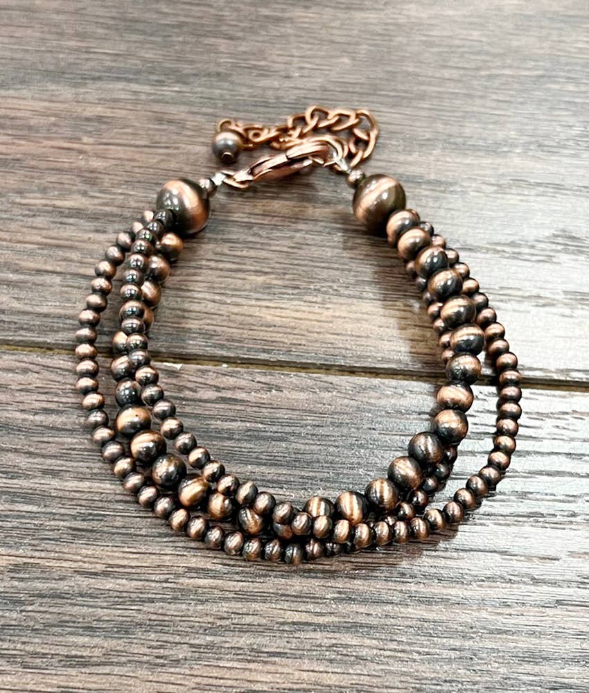 711310, 3-strand Copper Navajo Adjustable Bracelet