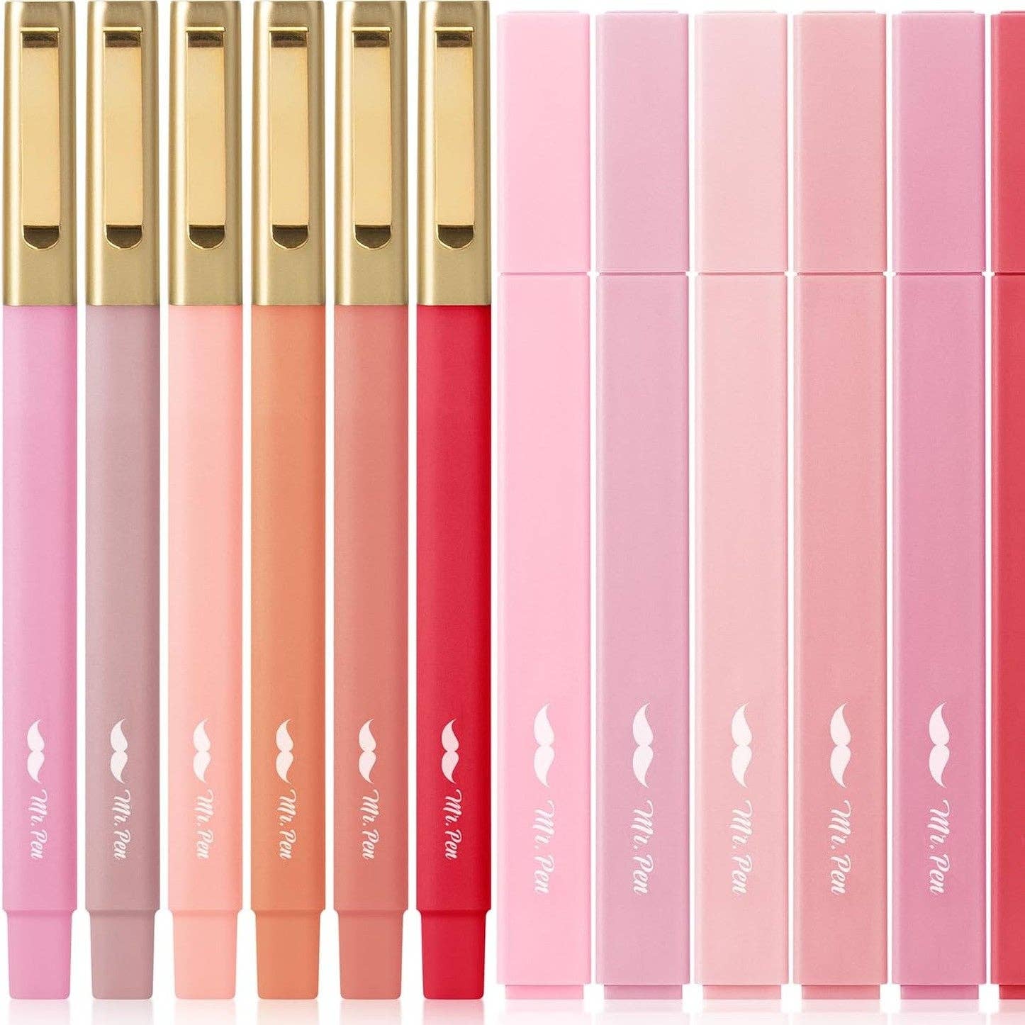 Aesthetic Highlighters & Ballpoint Pens, 12 Pack: Morandi (Colored Ink Pens)