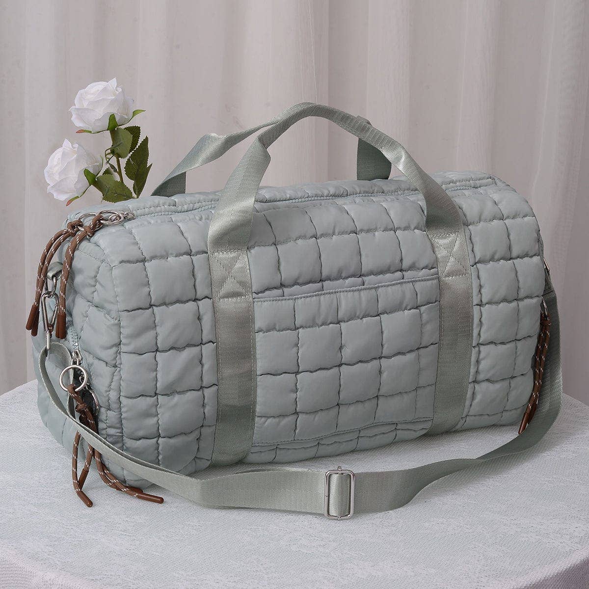 QP774 Quilted Puffer Weekender/Duffel Bag: Orange