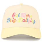 C.C OUT HERE DILLY DALLYING Letter on Two Tone Trucker Hat: Butter Yellow