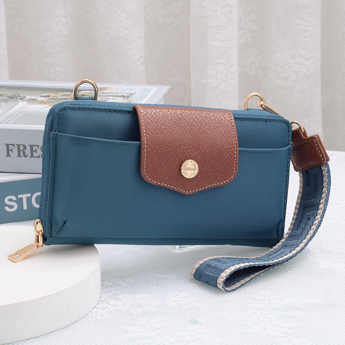 HM030 Mila Smartphone wallet Crossbody with Boho Wristlet: Pomegranate