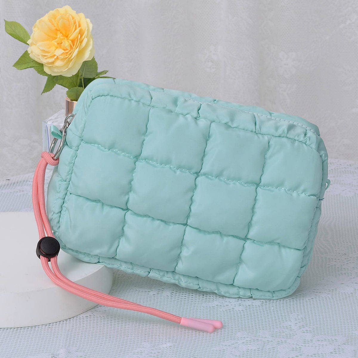 QP008 Nylon Quilted Puffer Clutch/Pouch: Teal