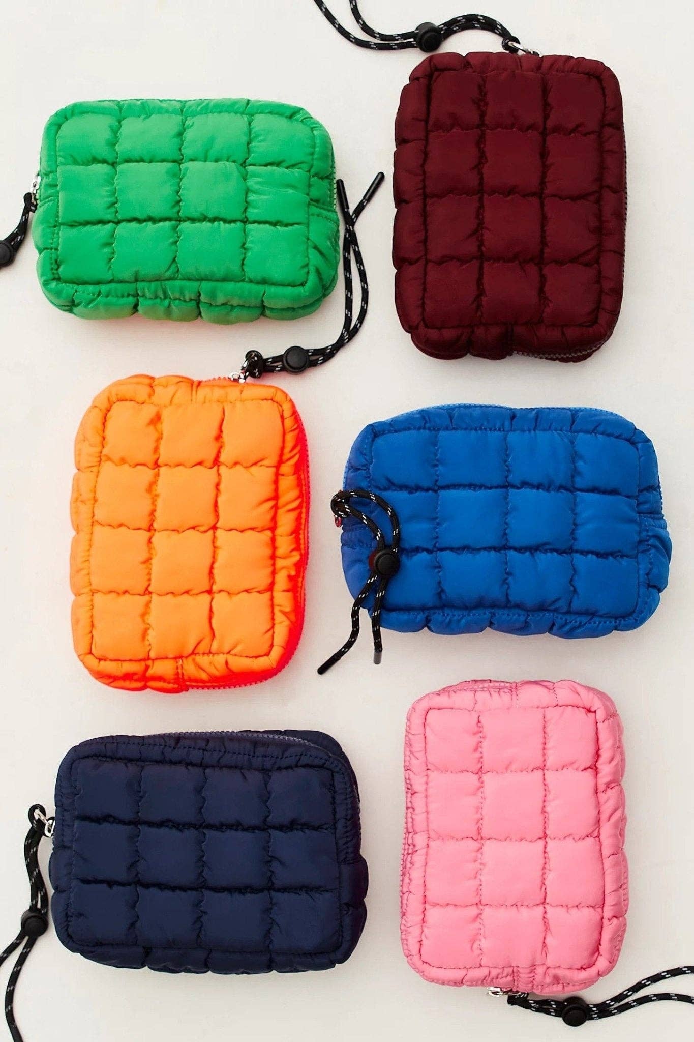 QP008 Nylon Quilted Puffer Clutch/Pouch: Orange