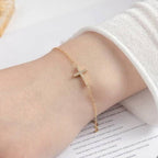 18K STAINLESS STEEL TARNISH FREE CROSS BRACELET | 40B5201: Silver
