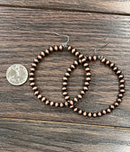 724571, Handmade 6mm Copper Navajo Bead Hoop Earrings