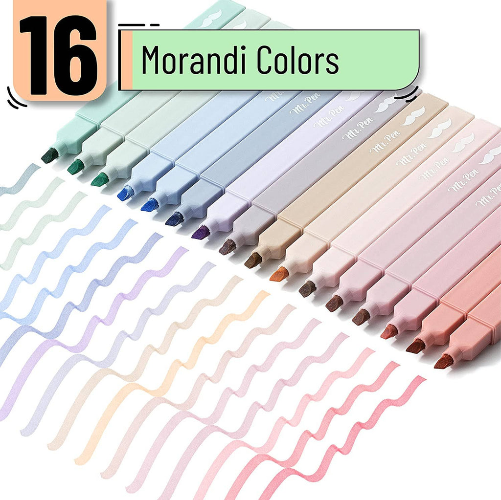 Aesthetic Highlighters 16 Pack: Morandi Colors