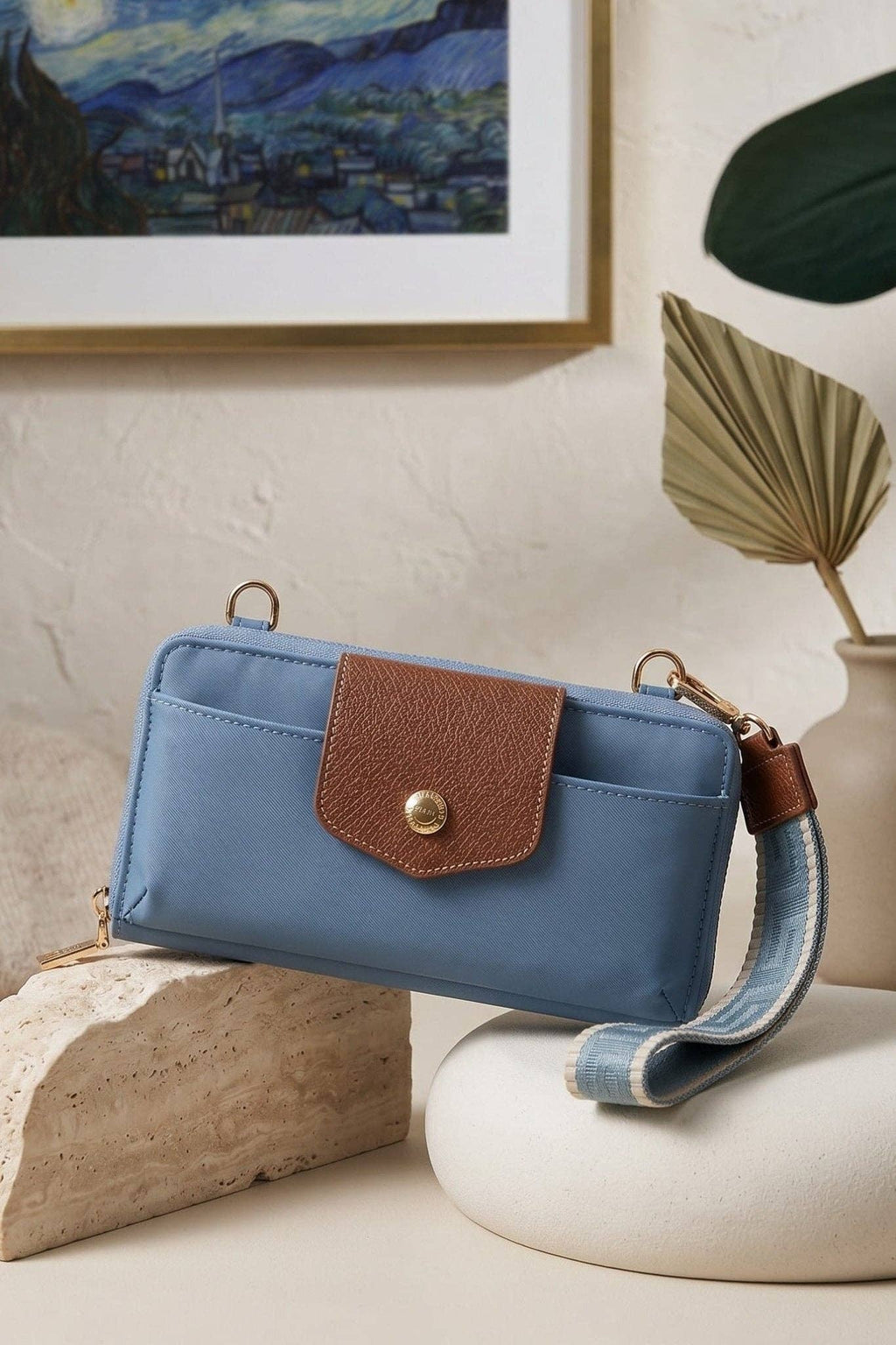 HM030 Mila Smartphone wallet Crossbody with Boho Wristlet: Black
