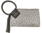 BP204 Fashion Cuff Handle Tassel Wristlet Clutch: Tan
