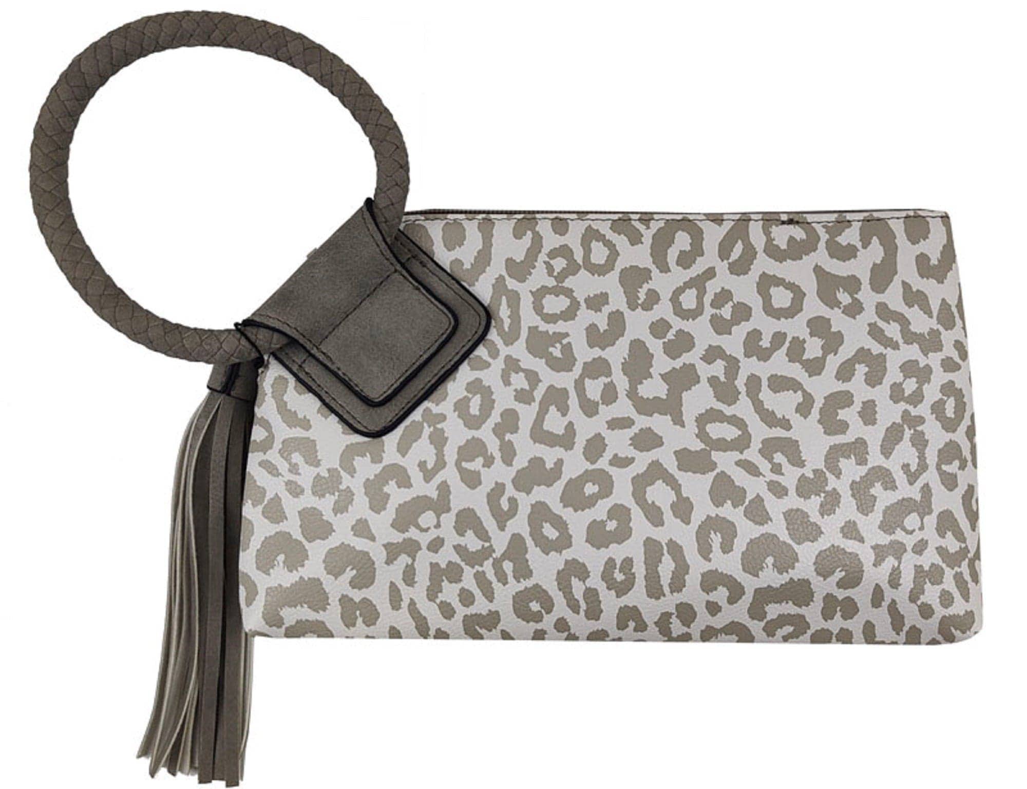 BP204 Fashion Cuff Handle Tassel Wristlet Clutch: Tan
