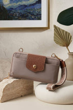 HM030 Mila Smartphone wallet Crossbody with Boho Wristlet: Pomegranate