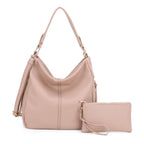 Effie 2 in 1 Hobo Tote Bag With Pouch: Black