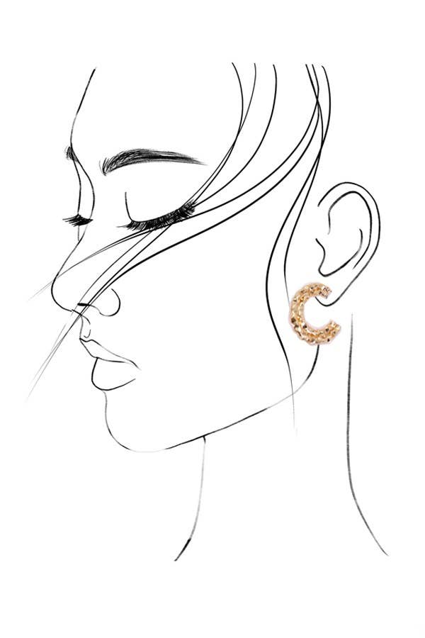 DOUBLE ROW TEXTURED HOOP EARRINGS | 80E1595: GOLD