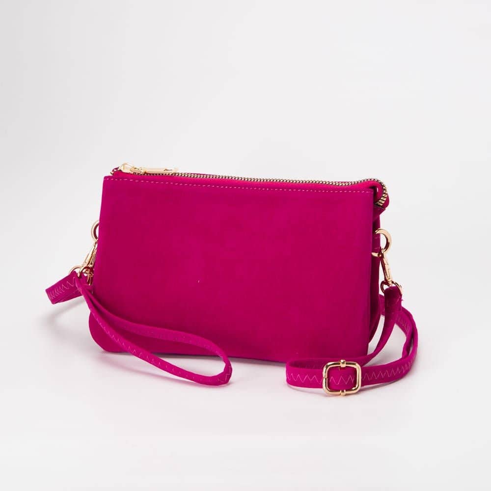 TG10573 Stacey Faux Suede 3 compartments Crossbody Bag: Mustard
