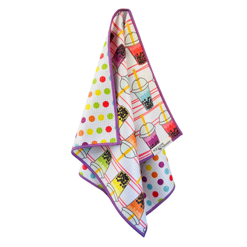 Boba Time|  Waffle Weave Microfiber Towels Kitchen & Bath:  Dish/Hand Towel