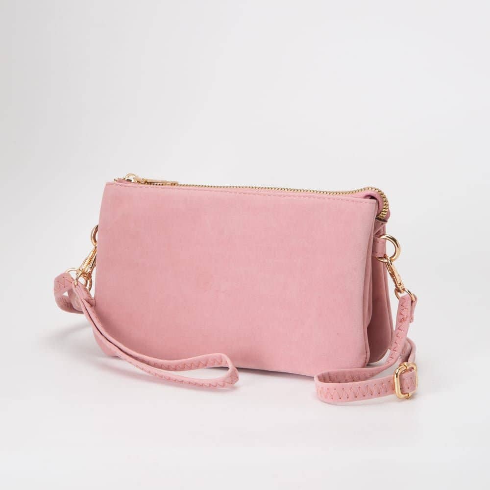 TG10573 Stacey Faux Suede 3 compartments Crossbody Bag: Mustard