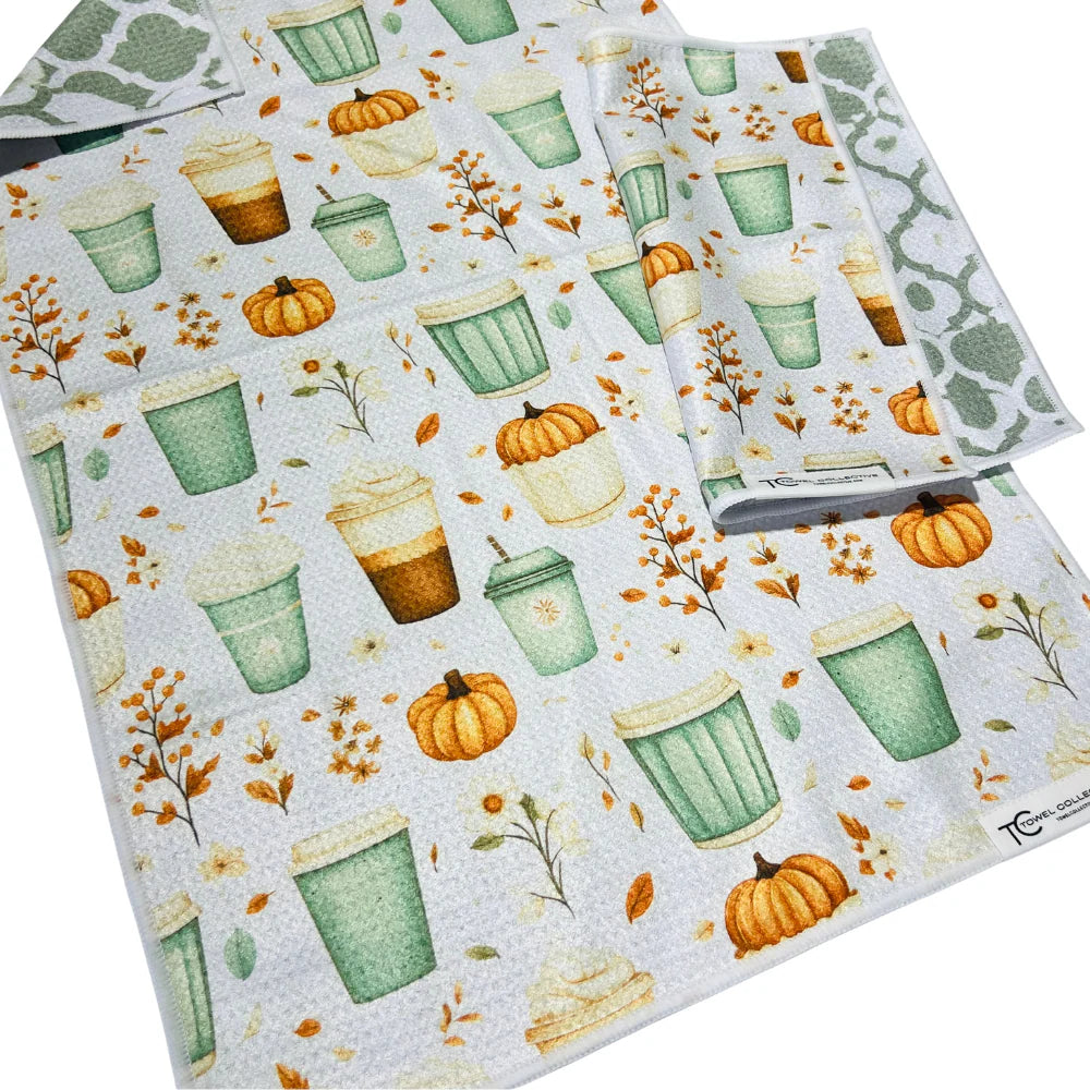 Pumpkin Spice Latte|  Waffle Weave Microfiber Towels Kitchen & Bath:  Dish/Hand Towel
