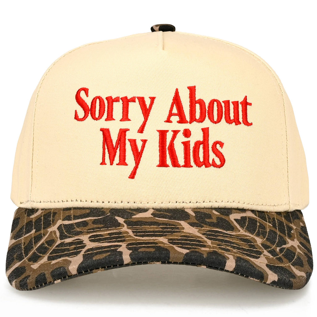 C.C SORRY ABOUT MY KIDS Letter Two Tone Trucker Hat: Sage