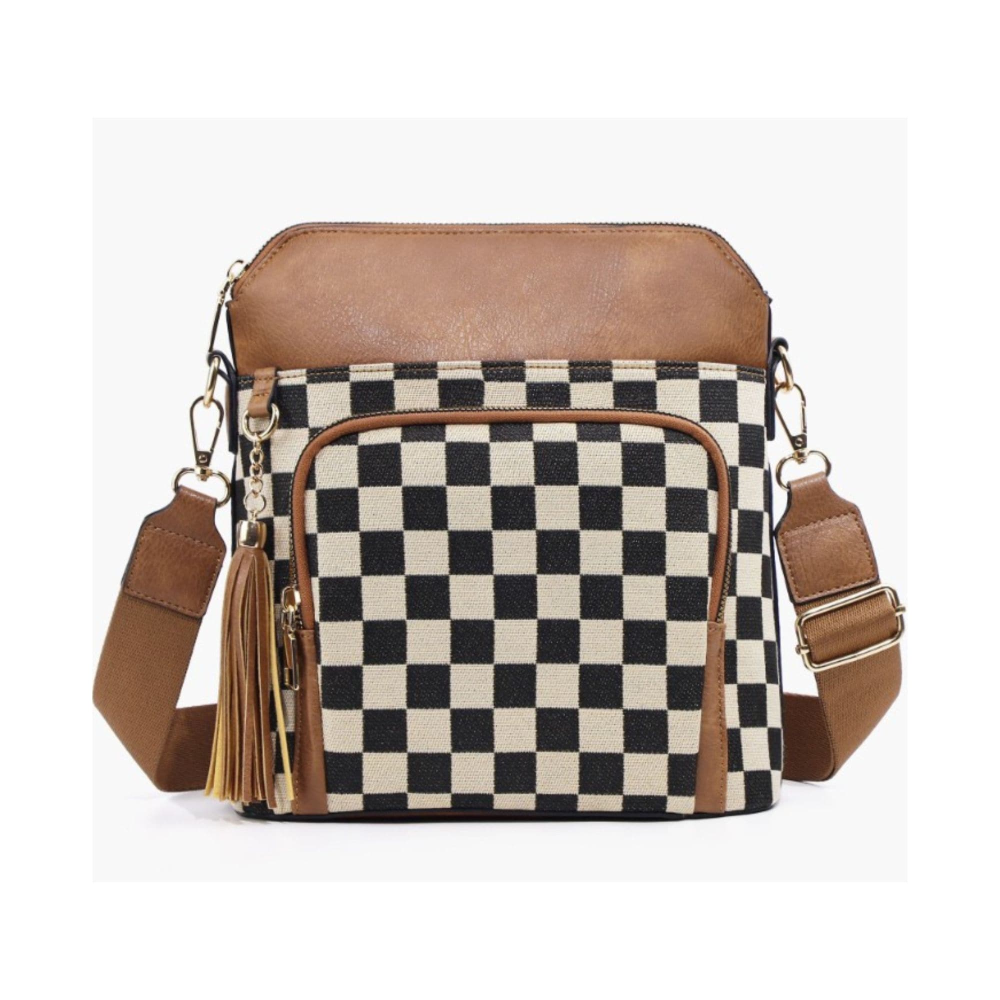 SF22408 Camila Checkered Crossbody: Brown