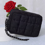 QP008 Nylon Quilted Puffer Clutch/Pouch: Orange