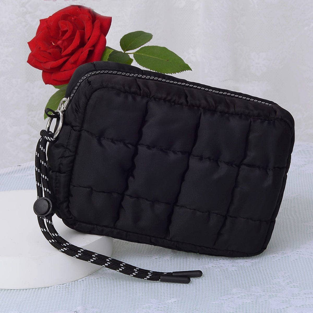 QP008 Nylon Quilted Puffer Clutch/Pouch: Teal