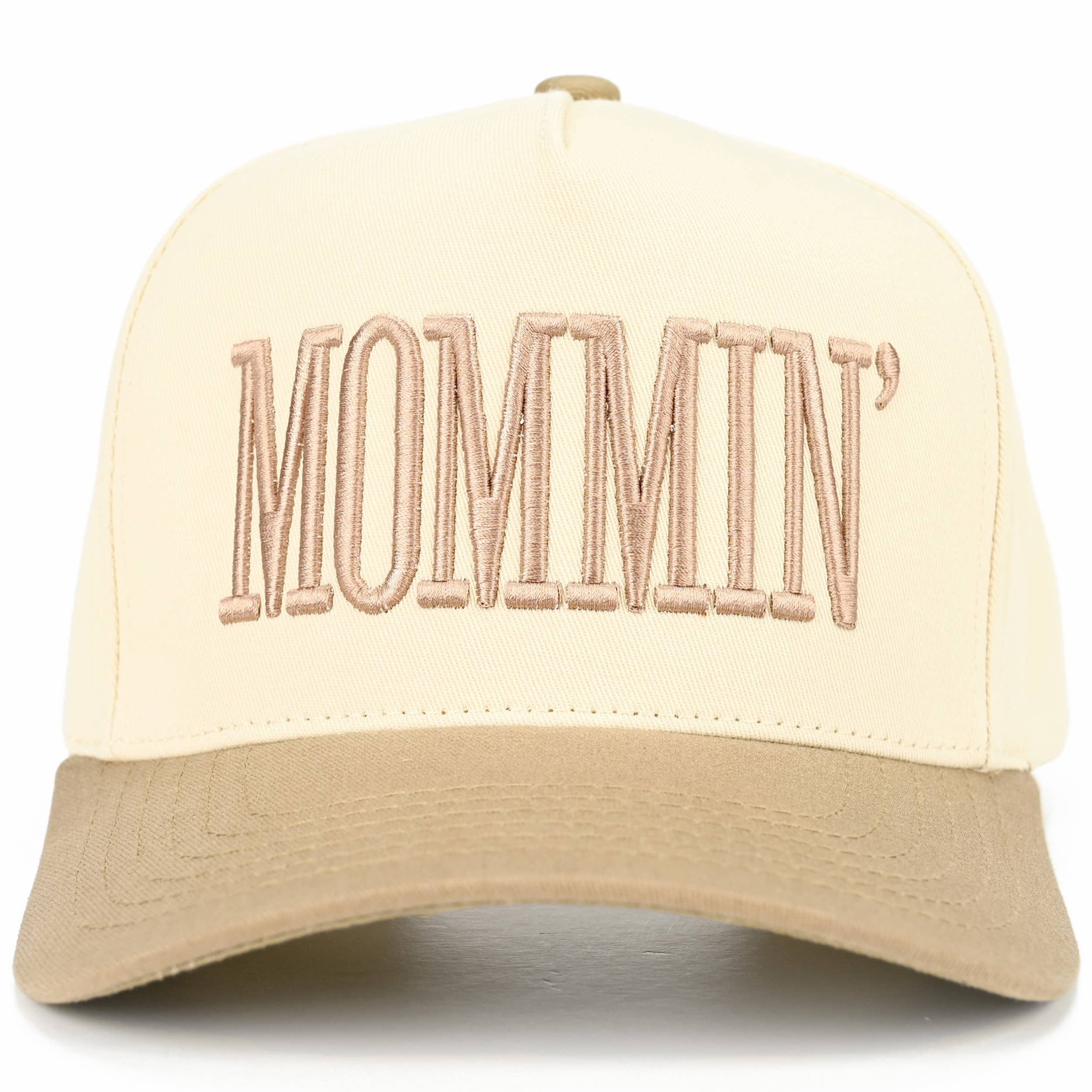C.C MOMMIN Letter Two Tone Trucker Cap: Leopard