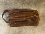 Premium Leather Men's Toiletry Dopp Kit Travel Bag