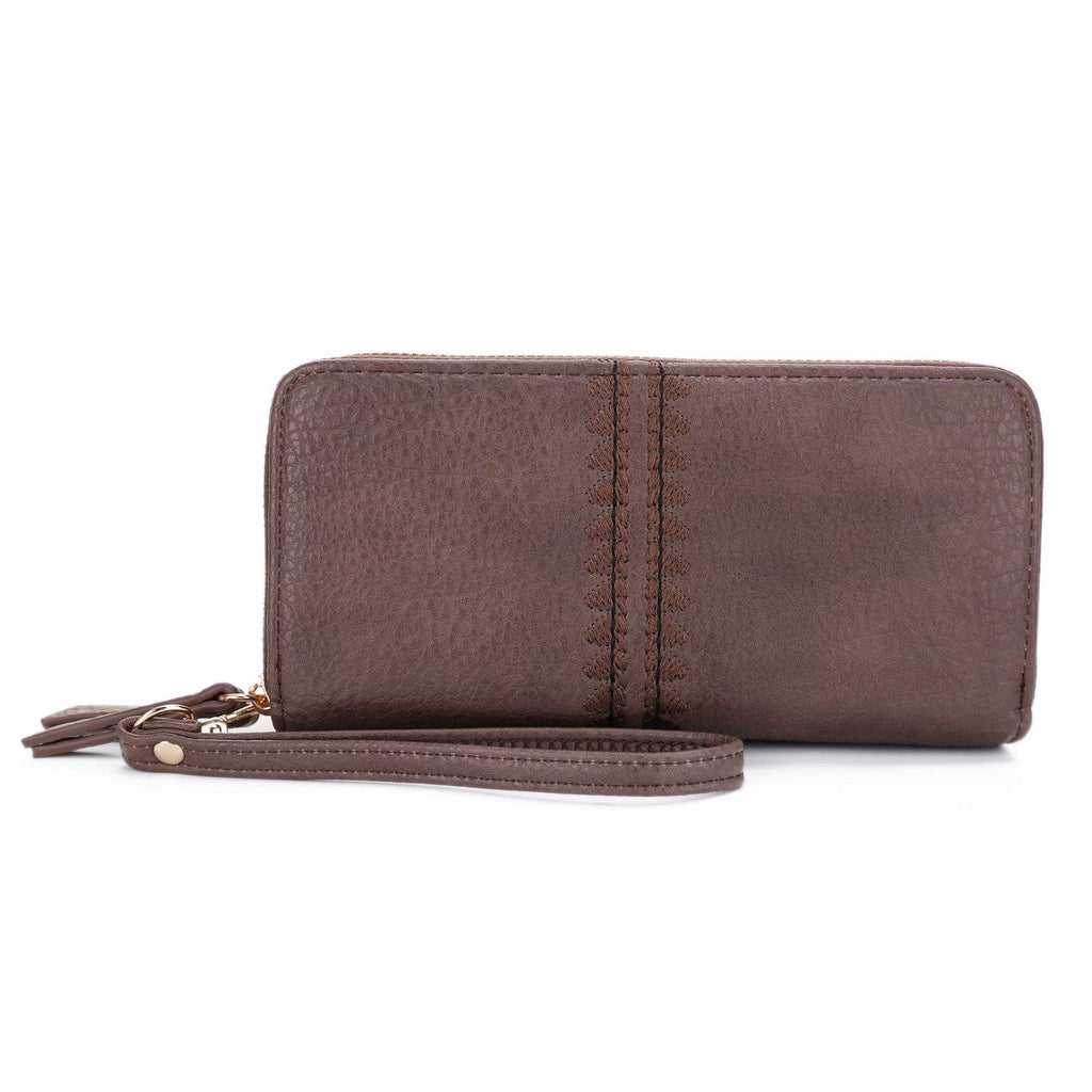 ES60164-6 Sherrie Double Zipper Wallet: Tan